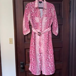 Pink Snakeskin Dress with Belt
